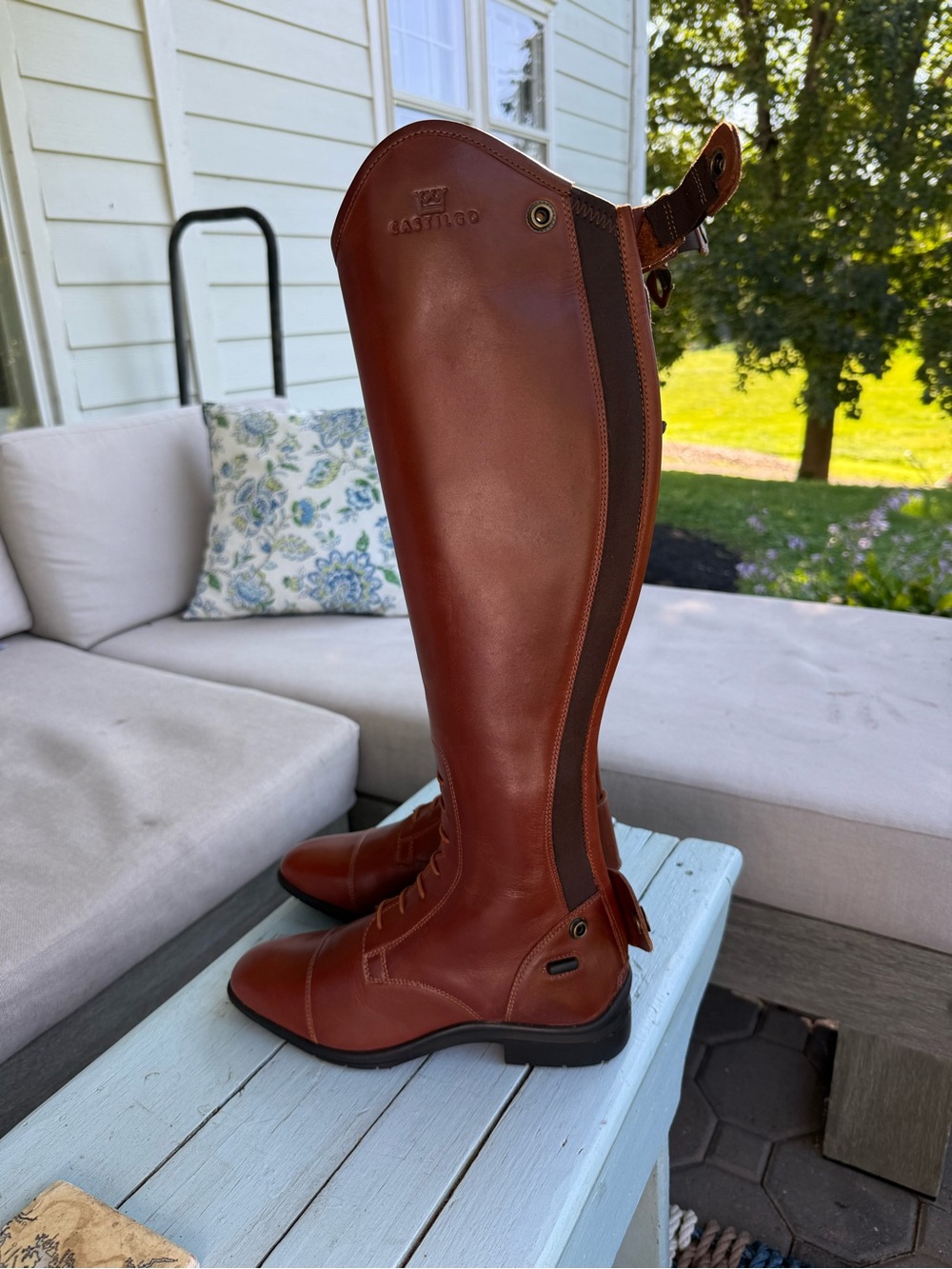BNWT Castilgo Isaia Tall Riding Boots fits 7-7.5 (37 but runs big), cognac